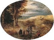 A Hilly landscape with a Horse-Drawn cart and other unknow artist